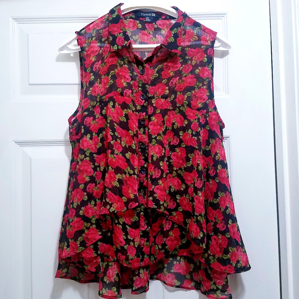 Red Rose Flowy Blouse